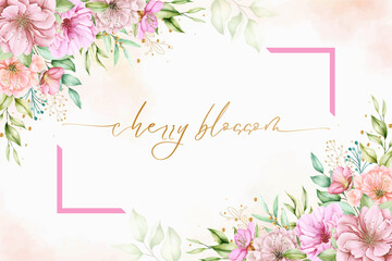 Fototapeta na wymiar hand drawn cherry blossom background design