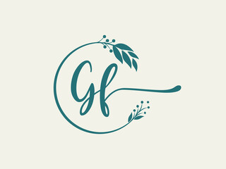 luxury signature initial Gf logo design. Handwriting vector logo design illustration image