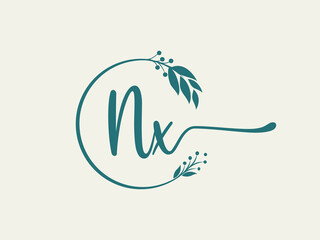 luxury signature initial Nx logo design. Handwriting vector logo design illustration image