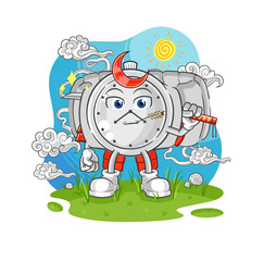 wristwatch samurai cartoon. cartoon mascot vector