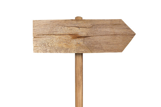 Wooden arrow sign  isolated on white background with clipping path include for design usage purpose.