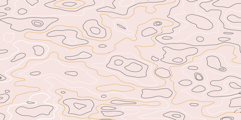 Topographic Map Texture. Contour lines map isolated on a brown background with black yellow lines