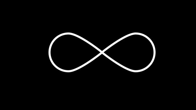 Infinity Symbol Animation on Black background. Simple Forever or limitless Animated sign outline.  