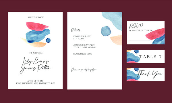 simple invitation with abstract shape watercolor
