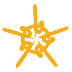 Yellow star doodle illustration isolated on white background