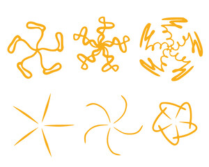 Yellow star doodle illustration isolated on white background