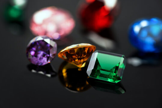 Natural Sapphire gemstone, Jewel or gems on black background