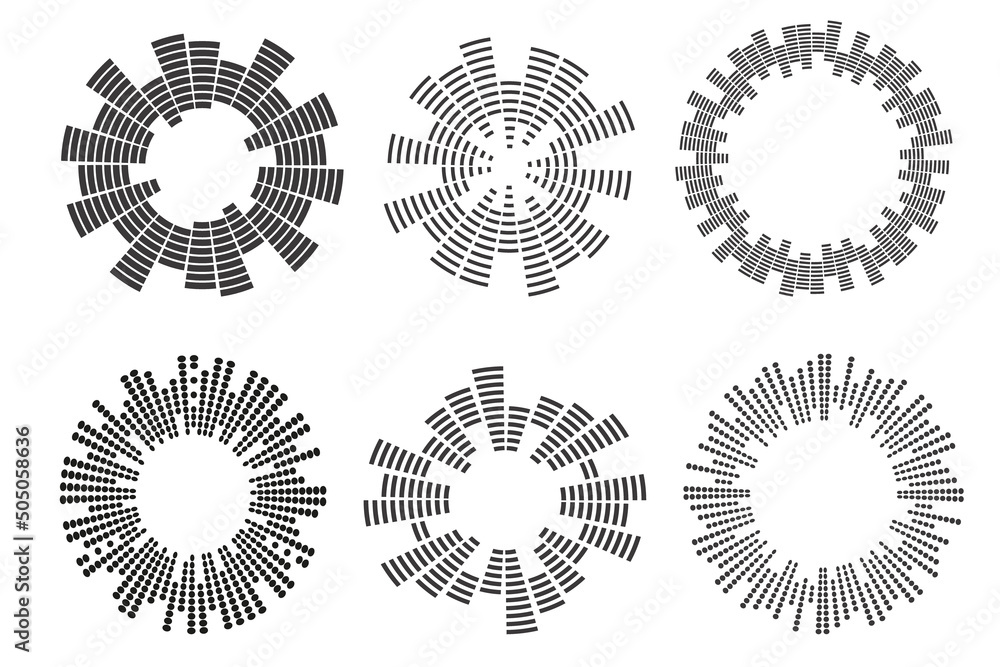 Poster abstract circular equalizer. eq round audio soundwaves. graphic equalizer. frame. vector illustratio