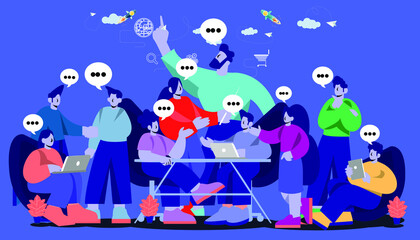 Naklejka premium meeting online contact communicate people group,concept illustration.design idea and concept think creativity
