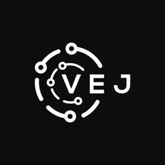 VEJ technology letter logo design on black  background. VEJ creative initials technology letter logo concept. VEJ technology letter design.