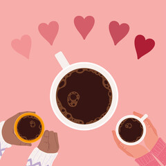 top view people and coffee