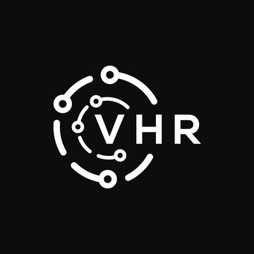VHR technology letter logo design on black  background. VHR creative initials technology letter logo concept. VHR technology letter design.
