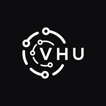 VHU technology letter logo design on black  background. VHU creative initials technology letter logo concept. VHU technology letter design.
