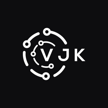 VJK technology letter logo design on black  background. VJK creative initials technology letter logo concept. VJK technology letter design.

