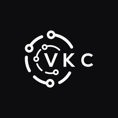 VKC technology letter logo design on black  background. VKC creative initials technology letter logo concept. VKC technology letter design.
