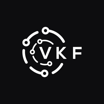 VKF technology letter logo design on black  background. VKF creative initials technology letter logo concept. VKF technology letter design.
