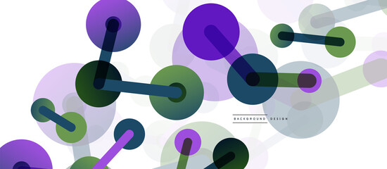 Abstract background. Round dots connected by lines. Trendy techno business template for wallpaper, banner, background or landing