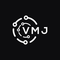 VMJ technology letter logo design on black  background. VMJ creative initials technology letter logo concept. VMJ technology letter design.