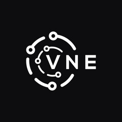 VNE technology letter logo design on black  background. VNE creative initials technology letter logo concept. VNE technology letter design.