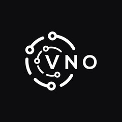 VNO technology letter logo design on black  background. VNO creative initials technology letter logo concept. VNO technology letter design.