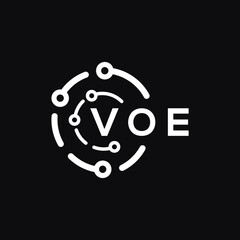 VOE technology letter logo design on black  background. VOE creative initials technology letter logo concept. VOE technology letter design.