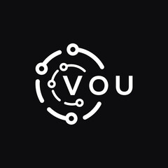 VOU technology letter logo design on black  background. VOU creative initials technology letter logo concept. VOU technology letter design.