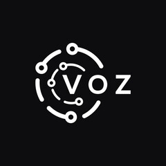 VOZ technology letter logo design on black  background. VOZ creative initials technology letter logo concept. VOZ technology letter design.