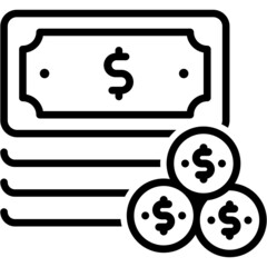 Capital, cash money, dollar money icon