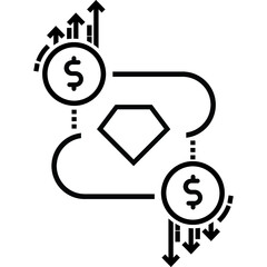 Cash flow, currency flow, dollar flow icon