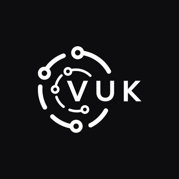 VUK technology letter logo design on black  background. VUK creative initials technology letter logo concept. VUK technology letter design.
