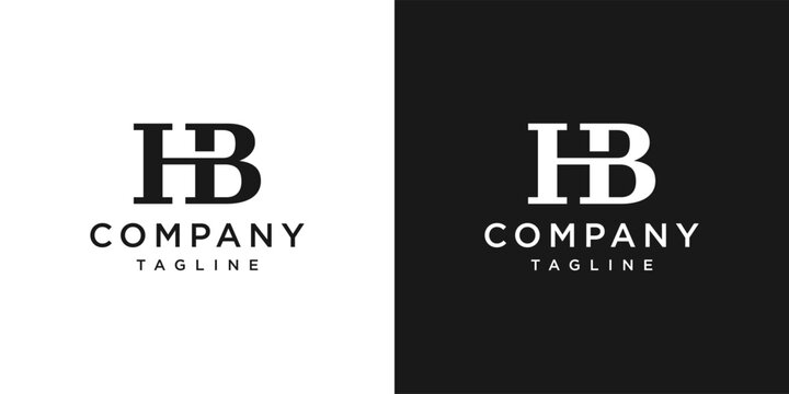 Creative Initial HB Monogram Logo Design Icon Template White and Black Background