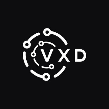 VXD technology letter logo design on black  background. VXD creative initials technology letter logo concept. VXD technology letter design.