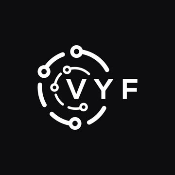 VYF technology letter logo design on black  background. VYF creative initials technology letter logo concept. VYF technology letter design.