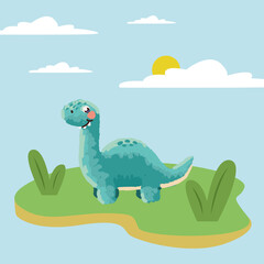 cute dinosaur in the field