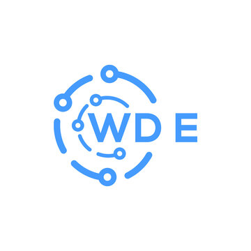 WDE technology letter logo design on white  background. WDE creative initials technology letter logo concept. WDE technology letter design.
