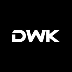 DWK letter logo design with black background in illustrator, vector logo modern alphabet font overlap style. calligraphy designs for logo, Poster, Invitation, etc.