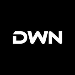 DWN letter logo design with black background in illustrator, vector logo modern alphabet font overlap style. calligraphy designs for logo, Poster, Invitation, etc.