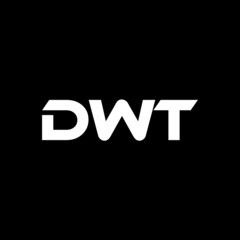 DWT letter logo design with black background in illustrator, vector logo modern alphabet font overlap style. calligraphy designs for logo, Poster, Invitation, etc.