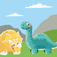 cute dinosaurs in the grass