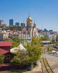 Top view of Vladivostok. Golden Horn Bay. 