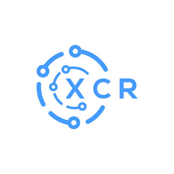 XCR technology letter logo design on white  background. XCR creative initials technology letter logo concept. XCR technology letter design.