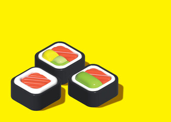 Simple 3D sushi rolls