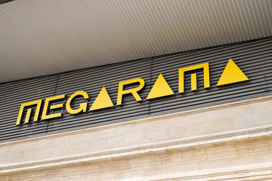Megarama logo brand and text sign movie theater cinema theatre French