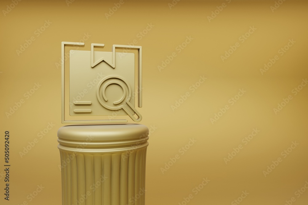 Poster beautiful abstract illustrations golden delivery search symbol icons on a golden column and wonderfu