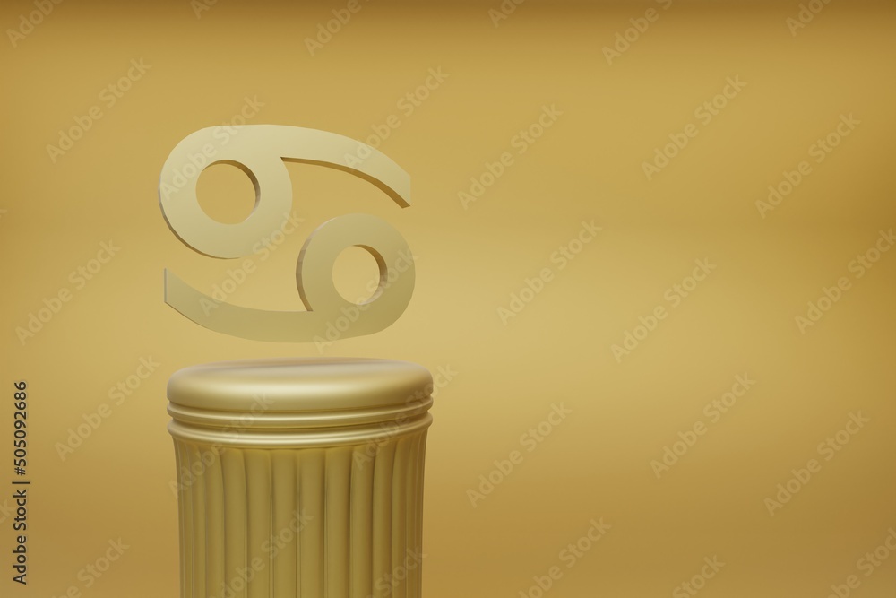 Poster beautiful abstract illustrations golden zodiac cancer symbol icons on a golden column and wonderful 