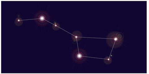 Art vector illustration - astrological zodiac horoscope constellation Ursa Major on purple background