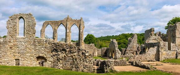 The magnificent 12th century ruins of Bayham old abbey on the Kent East Sussex border in the south...