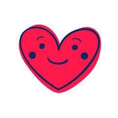 cheerful happy smiling face in the shape of a heart. vector image.