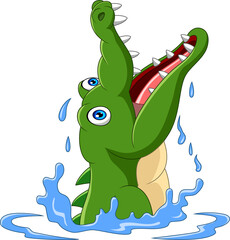 Cartoon crocodile in the water