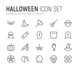 Simple line set of halloween icons.
